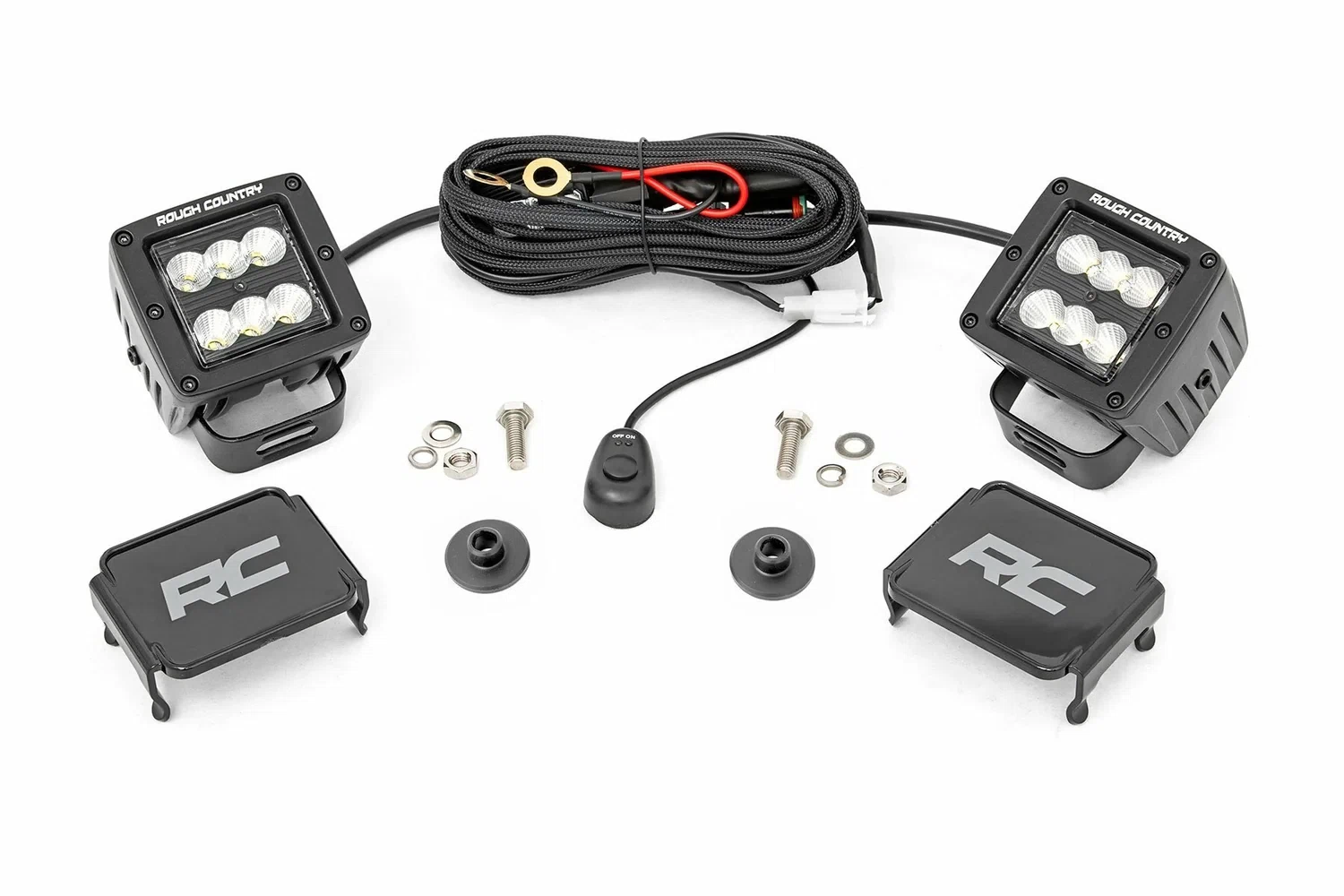 Fits Ford Bronco(21-24) LED Light Ditch Mount 2_ Black Pair Flood Pattern 71046